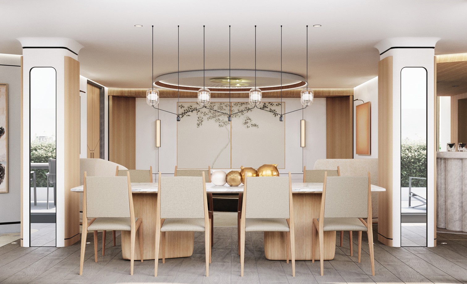 Dining table in the dining room of The Emory Penthouse